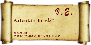Valentin Ernő névjegykártya